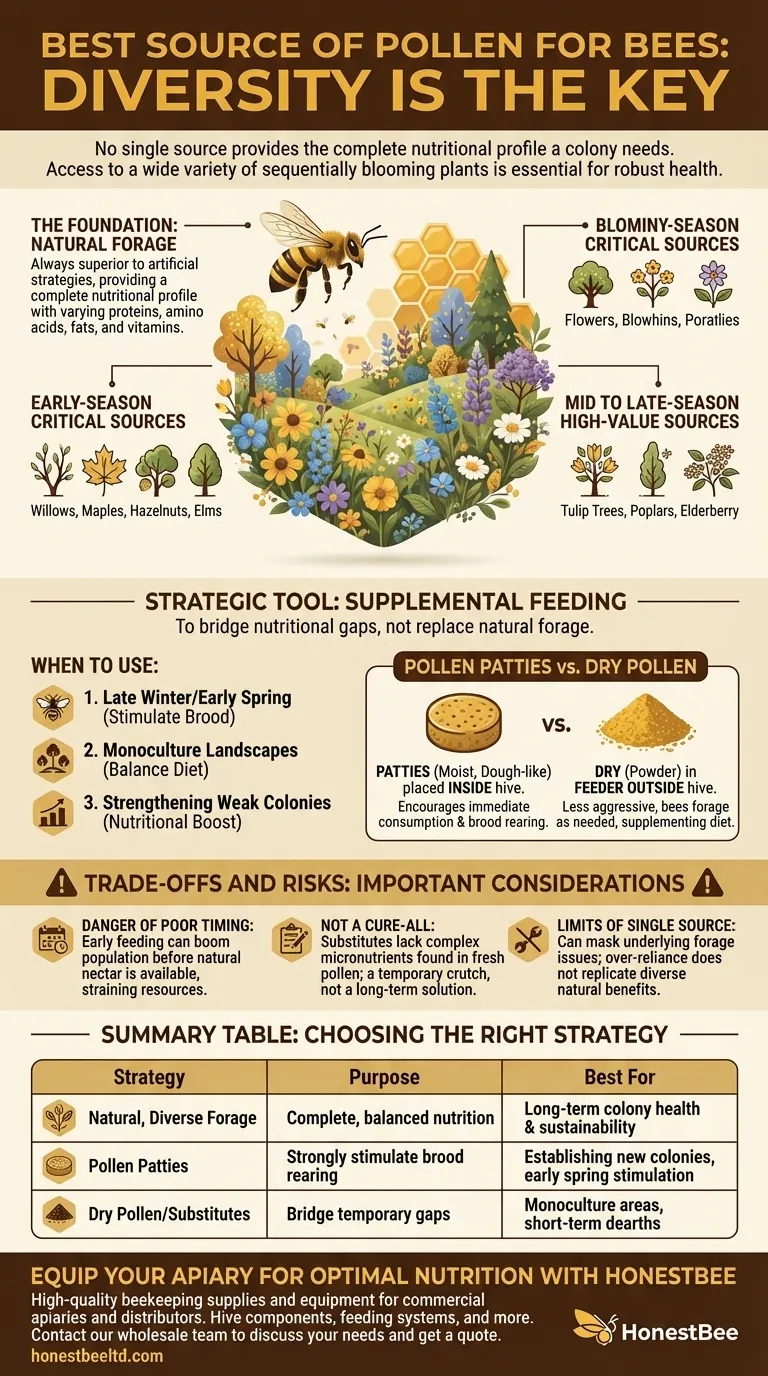 ¿Cuál es la mejor fuente de polen para las abejas? La diversidad es la clave para la salud de la colonia. Guía Visual