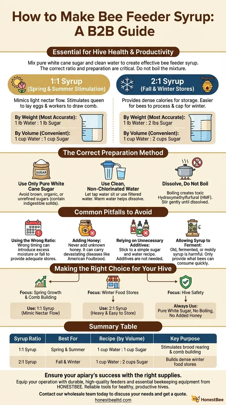 Como fazer xarope para comedouro de abelhas? Domine as proporções de 1:1 e 2:1 para a saúde da colmeia Guia Visual