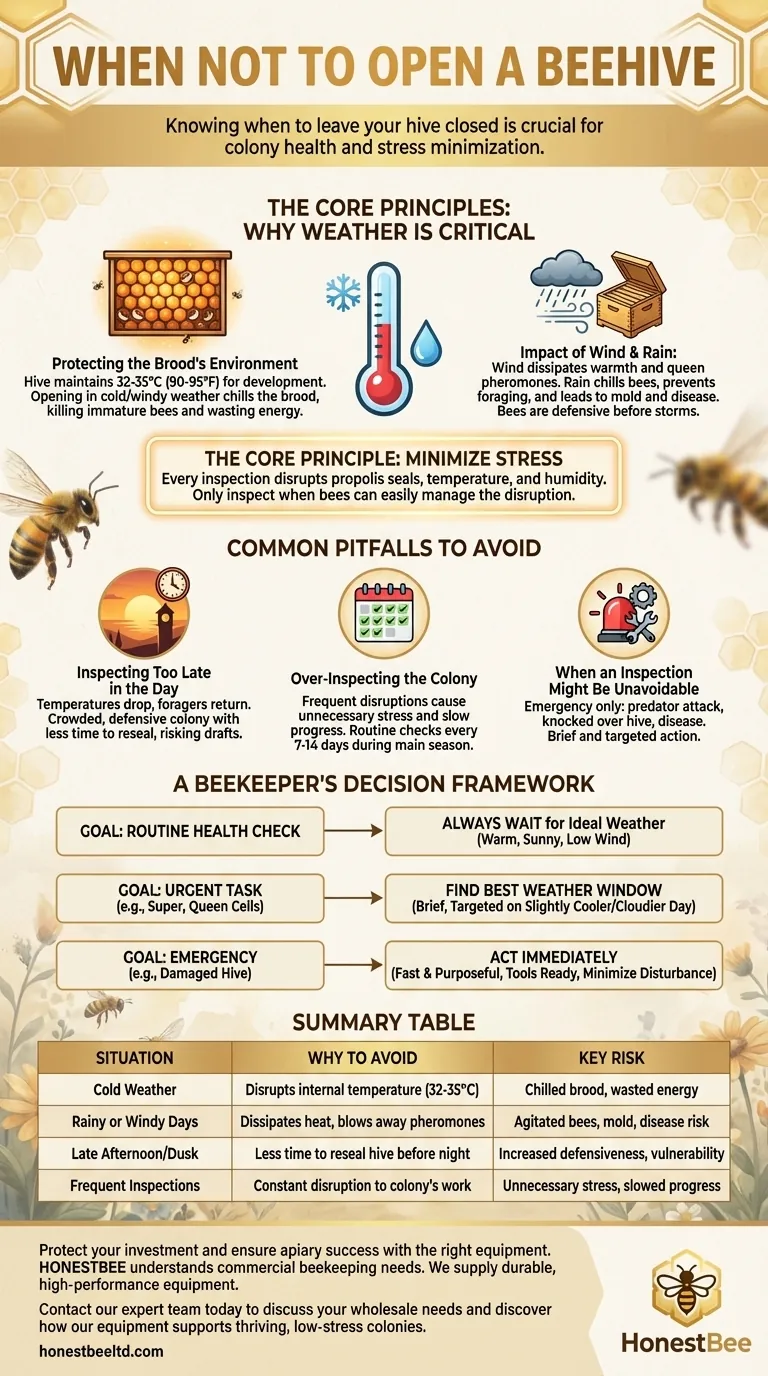 Quando não abrir uma colmeia? Proteja a saúde da sua colmeia evitando estes erros críticos Guia Visual