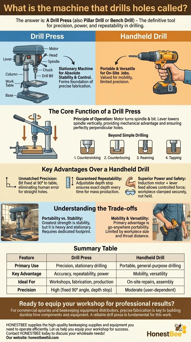 ¿Cómo se llama la máquina que taladra agujeros? Perforación de Precisión Maestra con un Taladro de Columna Guía Visual