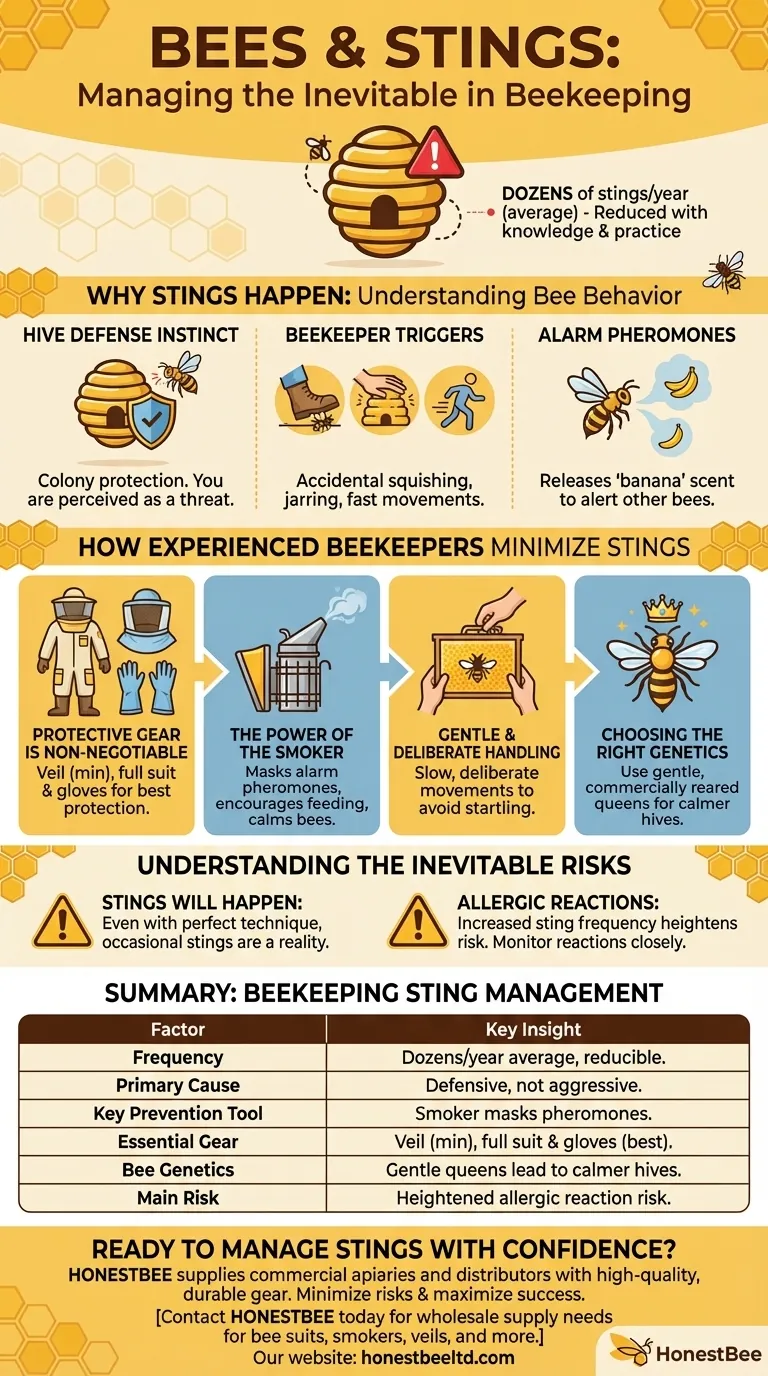 Do you get stung a lot in beekeeping? Learn to Manage Stings & Build Confidence Visual Guide