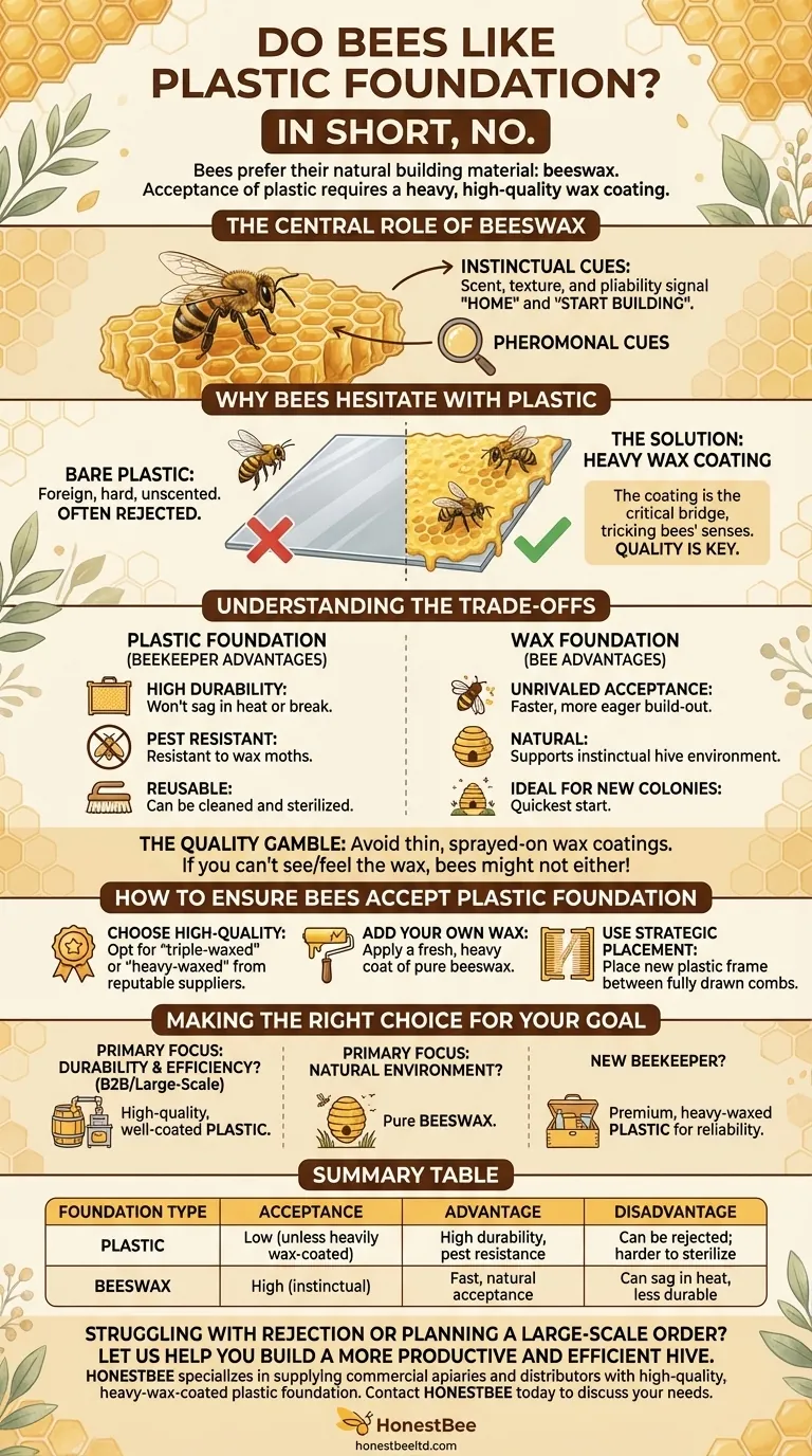 蜜蜂喜欢塑料巢础吗？不喜欢，除非它被厚厚地涂上一层蜂蜡。 图解指南