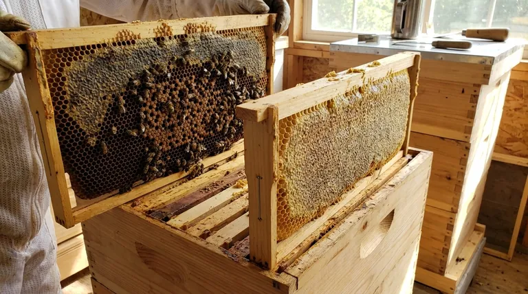 육아용 벌집 틀과 꿀 저장용 벌집 틀의 차이점은 무엇인가요? 벌통 관리 가이드