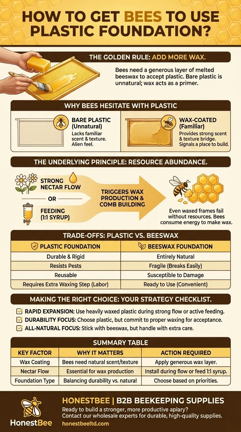 ミツバチにプラスチック巣枠を使わせるには？ワックスコーティングと資源戦略をマスターする ビジュアルガイド