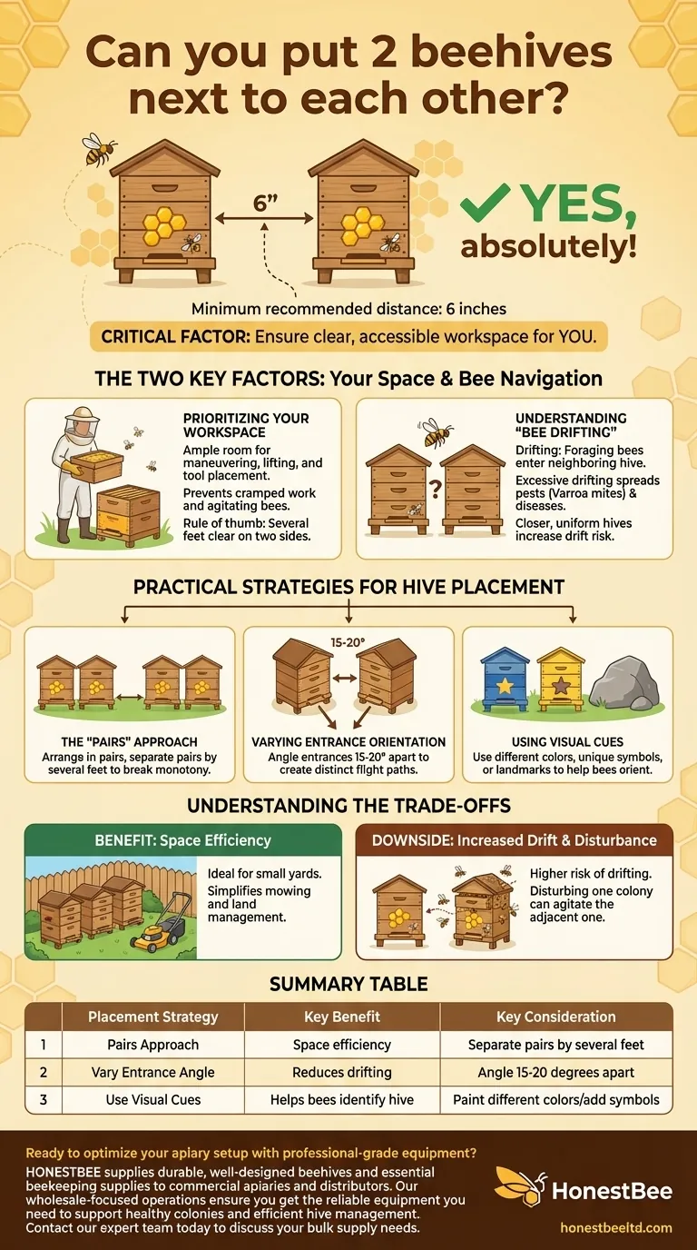 Can you put 2 beehives next to each other? Maximize Your Apiary Space & Bee Health Visual Guide