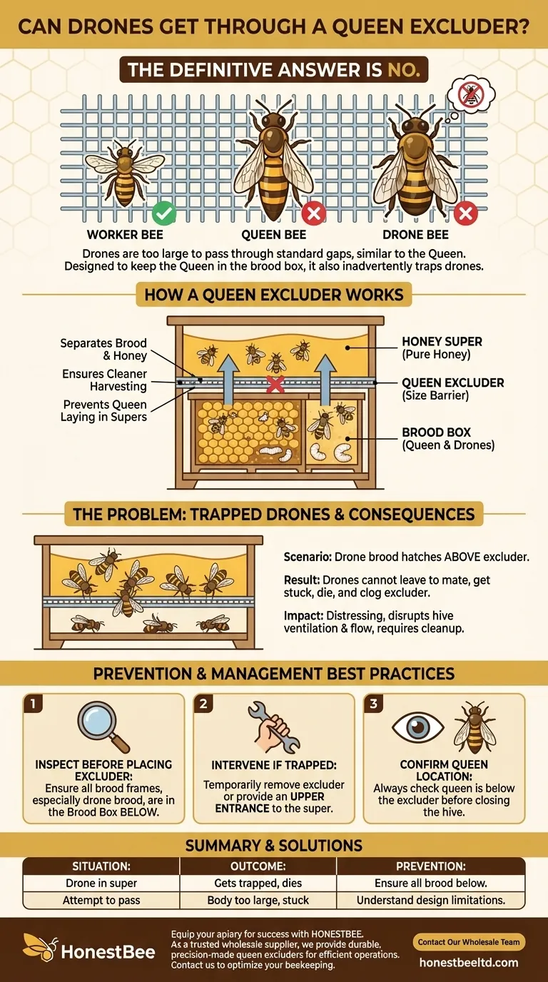 Os zangões conseguem passar por um excluidor de rainha? Evite Zangões Presos para uma Colmeia Mais Saudável Guia Visual