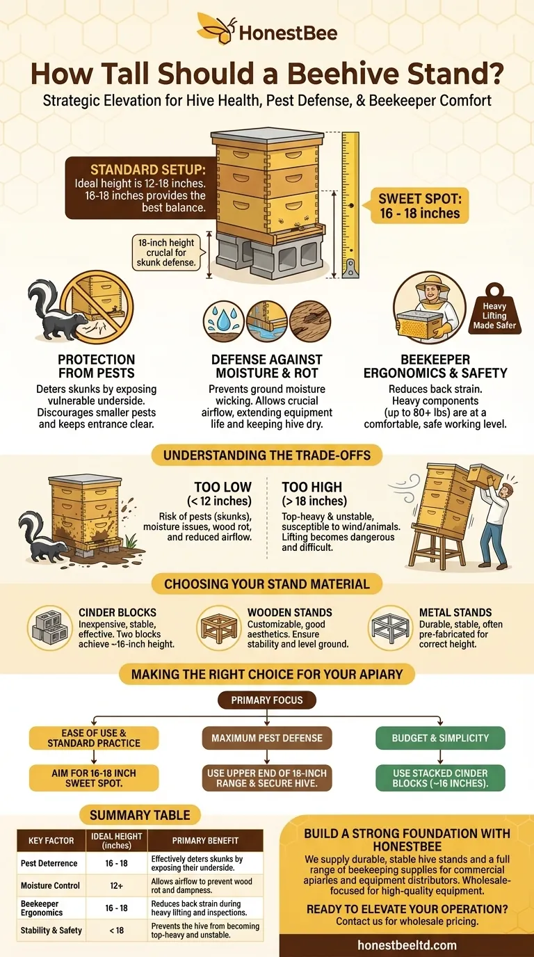 Quanto dovrebbe essere alto un supporto per arnie? L'altezza ideale per la salute dell'alveare e il comfort dell'apicoltore Guida Visiva
