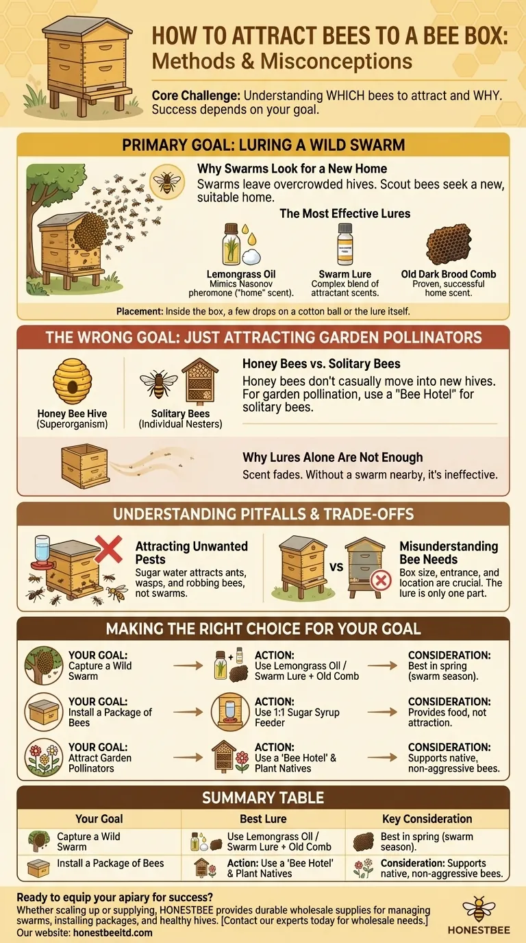 O que colocar numa caixa de abelhas para atrair abelhas? O Isco Certo para o Seu Objetivo Guia Visual