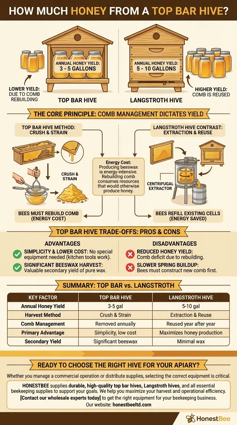 탑바형 벌통에서 꿀을 얼마나 얻을 수 있나요? 연간 3~5갤런, 그 이유를 설명합니다. 시각적 가이드