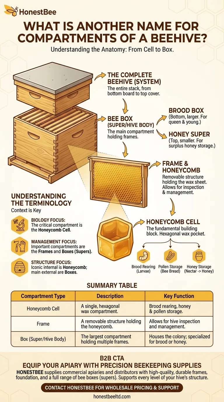 What is another name for compartments of a beehive? Discover the Honeycomb Cell & Hive Structure Visual Guide
