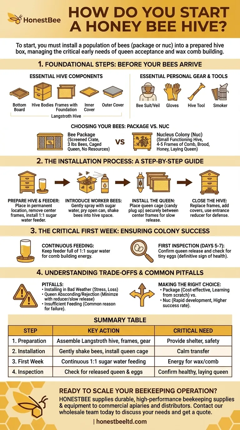 ¿Cómo se inicia una colmena de abejas melíferas? Una guía paso a paso para apicultores comerciales Guía Visual