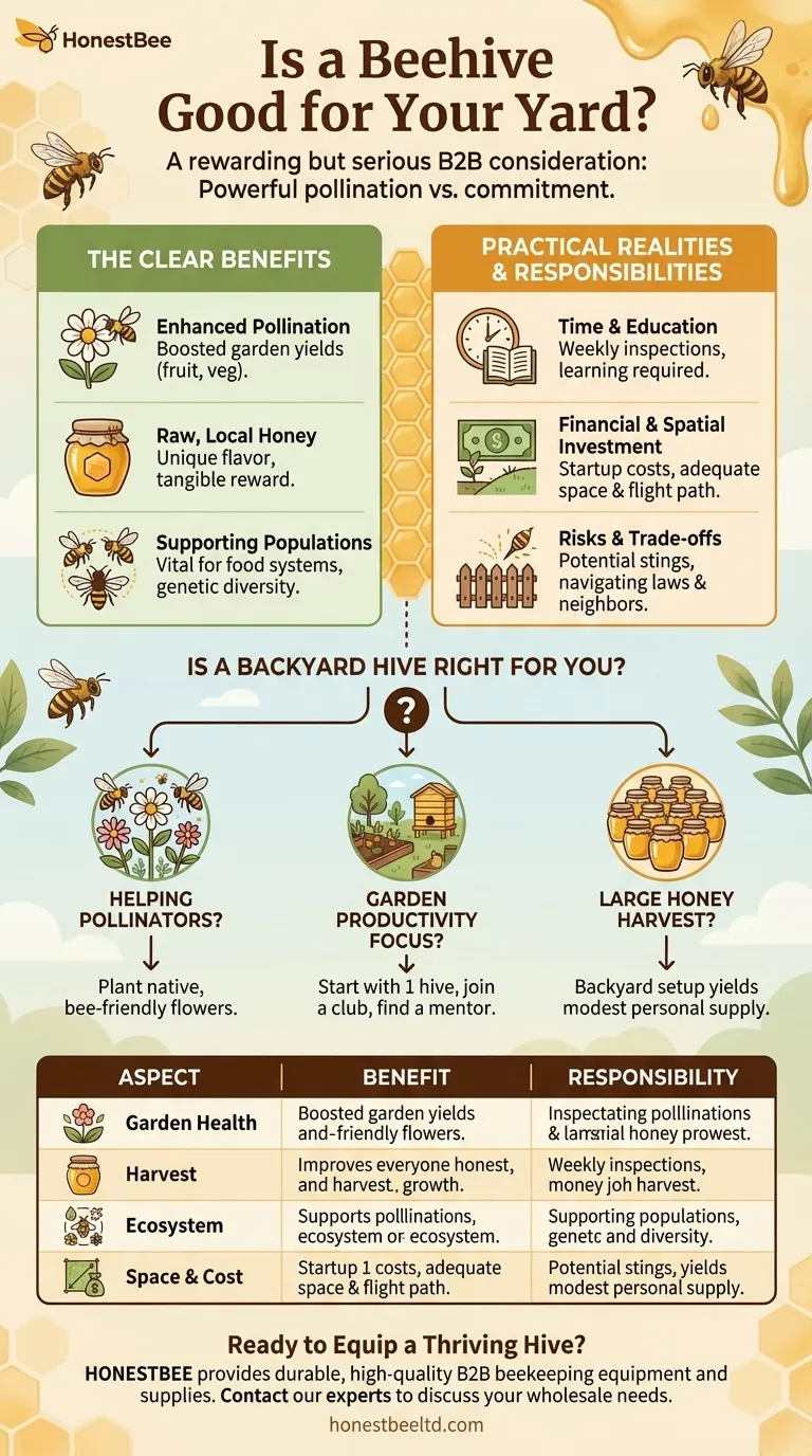 마당에 벌집을 두는 것이 좋을까요? 향상된 수분과 지역 꿀을 얻으세요 시각적 가이드