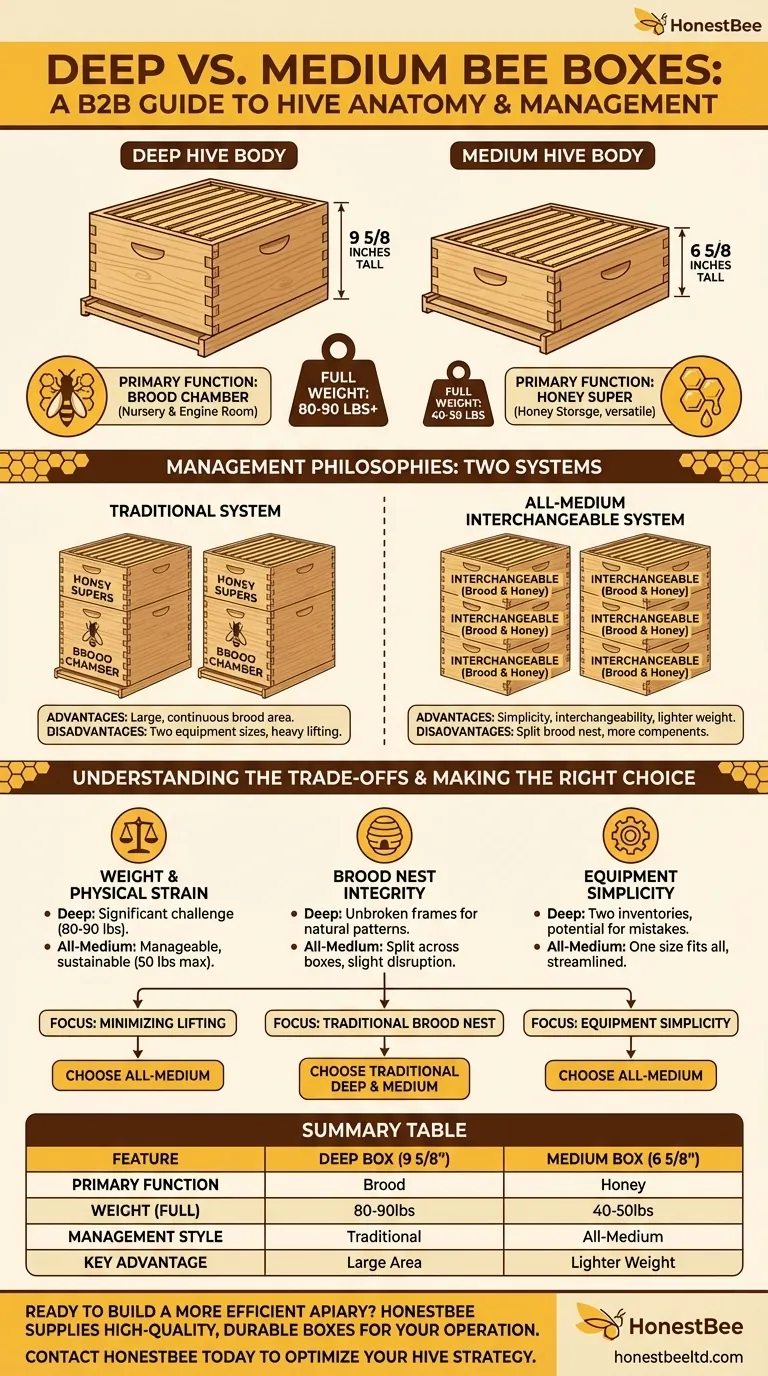 What is the difference between a deep and medium bee box? Choose the Right Hive Box for Your Apiary Visual Guide
