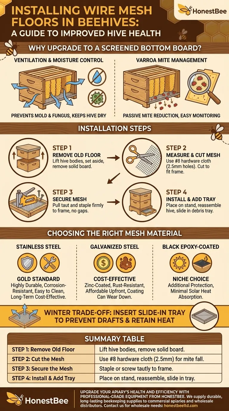 ما هي خطوات تركيب أرضية شبكية سلكية في خلية النحل؟ دليل لتحسين التهوية ومكافحة العث دليل مرئي