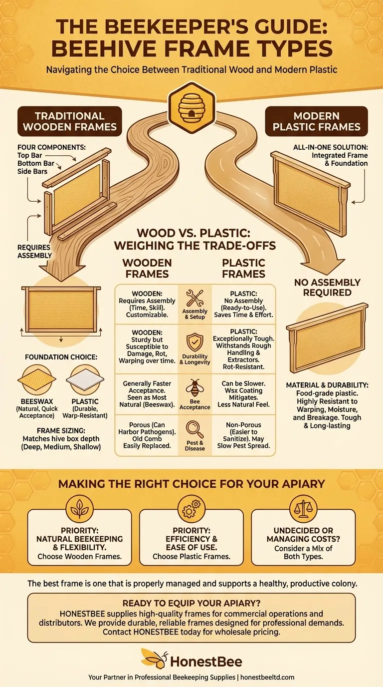 巣枠で利用できる主な種類は何ですか？養蜂場における木製とプラスチック製の比較 ビジュアルガイド