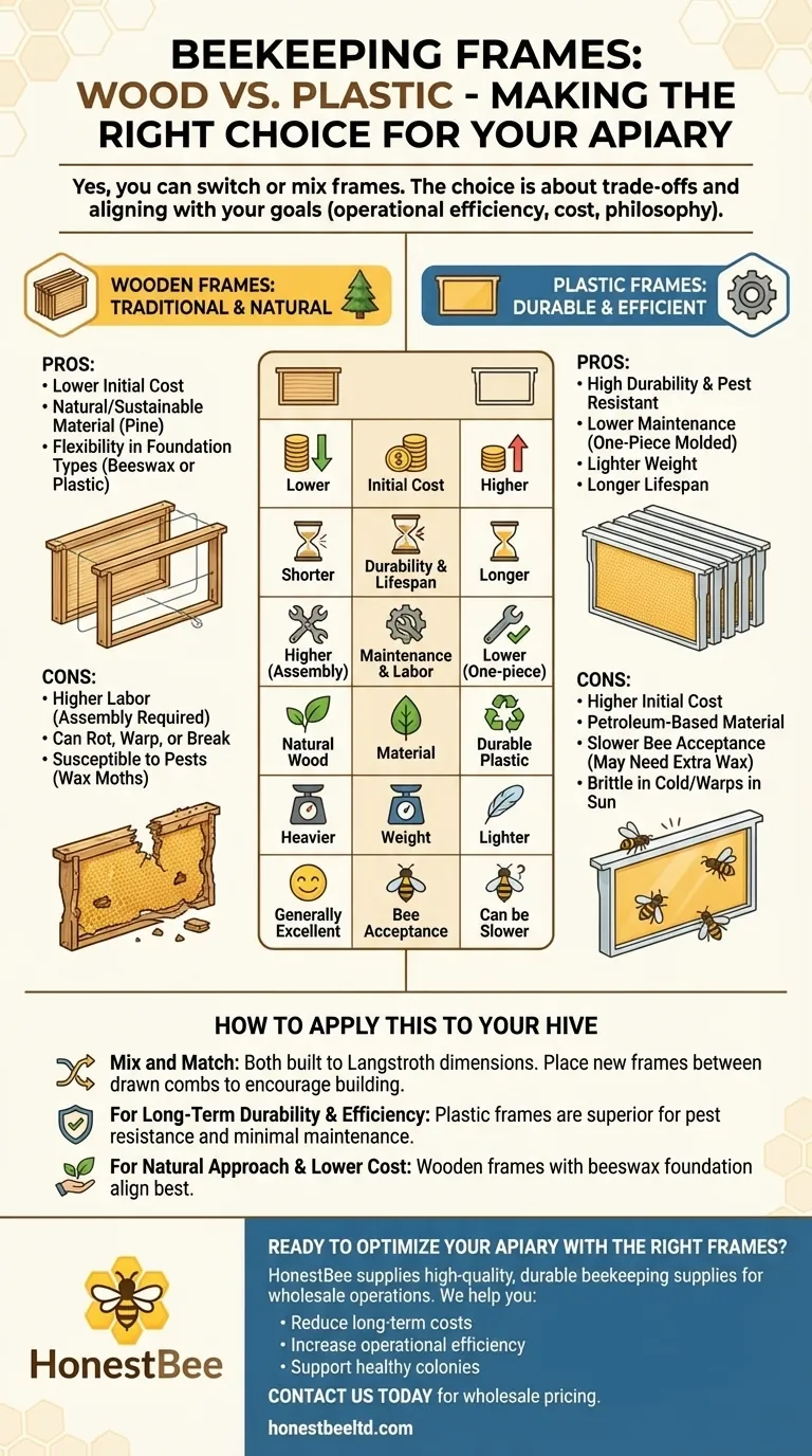 هل يمكن لمربي النحل التبديل بين الإطارات الخشبية والبلاستيكية؟ حسّن أداء خليتك دليل مرئي