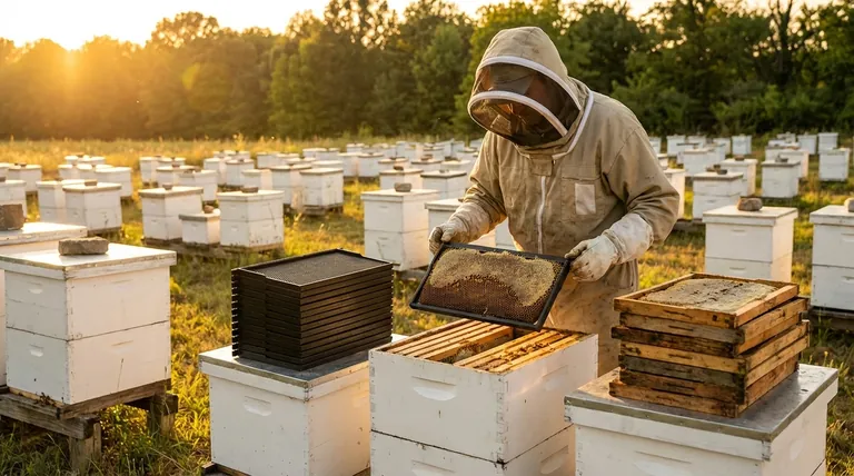 ¿Cuál es una regla general para los apicultores con muchas colmenas con respecto a la elección de los cuadros? Maximice la eficiencia con cuadros de plástico