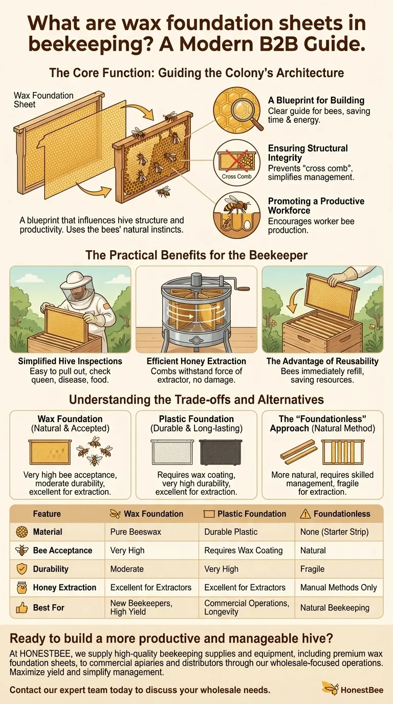 Que sont les feuilles de cire alvéolée en apiculture ? Un guide sur la structure de la ruche et l'efficacité Guide Visuel