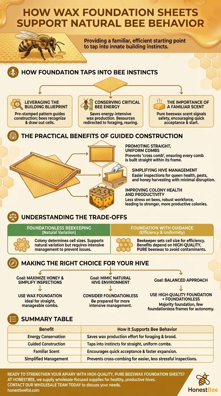 Comment les feuilles de cire gaufrée soutiennent-elles le comportement naturel des abeilles ? Stimulez la santé de la ruche et la production de miel Guide Visuel