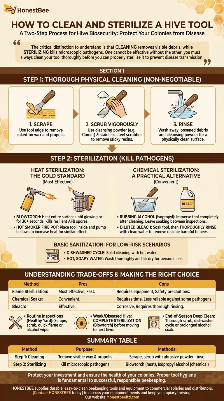 Wie können ein Bienenstockwerkzeug gereinigt und sterilisiert werden? Ein Leitfaden für Imker zur Krankheitsprävention Visuelle Anleitung