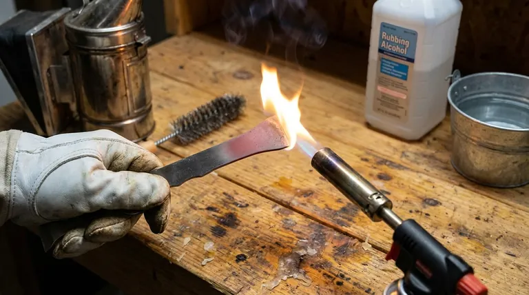 How can a hive tool be cleaned and sterilized? A Beekeeper's Guide to Disease Prevention