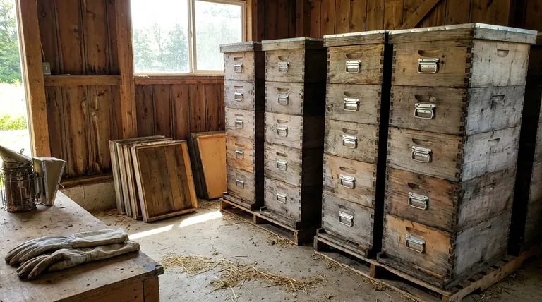 为什么未使用的蜂箱应堆叠存放?最大化空间、保护和准备就绪