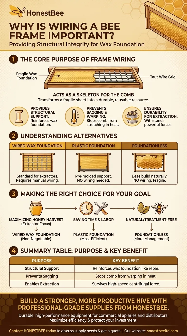 在养蜂中，为蜂箱框布线（加装铁丝）为什么很重要？防止巢脾塌陷并最大化收获量 图解指南
