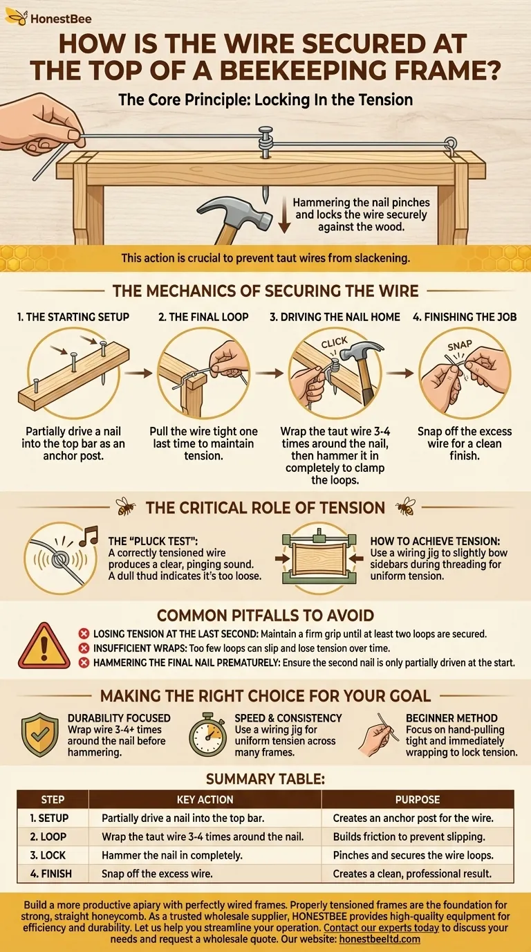 ¿Cómo se asegura el alambre en la parte superior del marco? Una guía para fijar la tensión y obtener panales fuertes Guía Visual