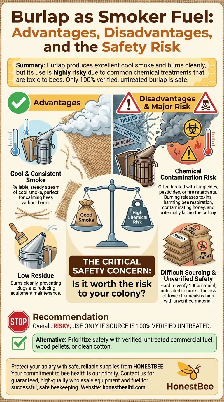 Quels sont les avantages et les inconvénients de la toile de jute comme combustible pour enfumoir ? Évitez les risques toxiques pour votre ruche Guide Visuel
