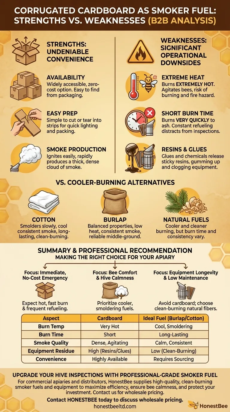 ¿Cuáles son las fortalezas y debilidades del material corrugado (cartón) como combustible para ahumador? Una guía para apicultores Guía Visual