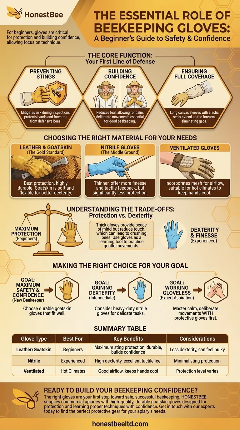 Какова роль перчаток в пчеловодстве, особенно для начинающих? Повышение уверенности и безопасности Визуальное руководство