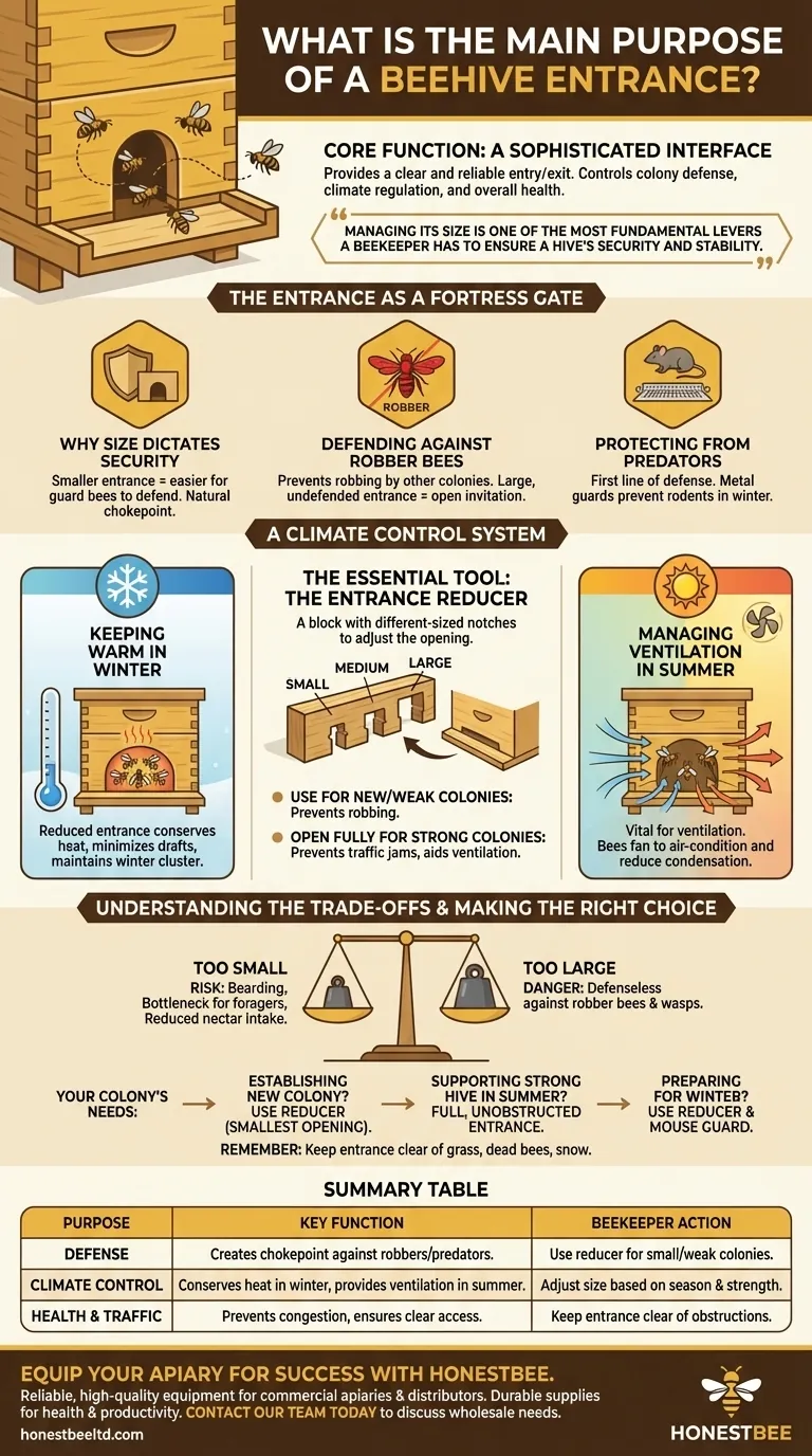 What is the main purpose of a beehive entrance? The Key to Hive Defense and Climate Control Visual Guide