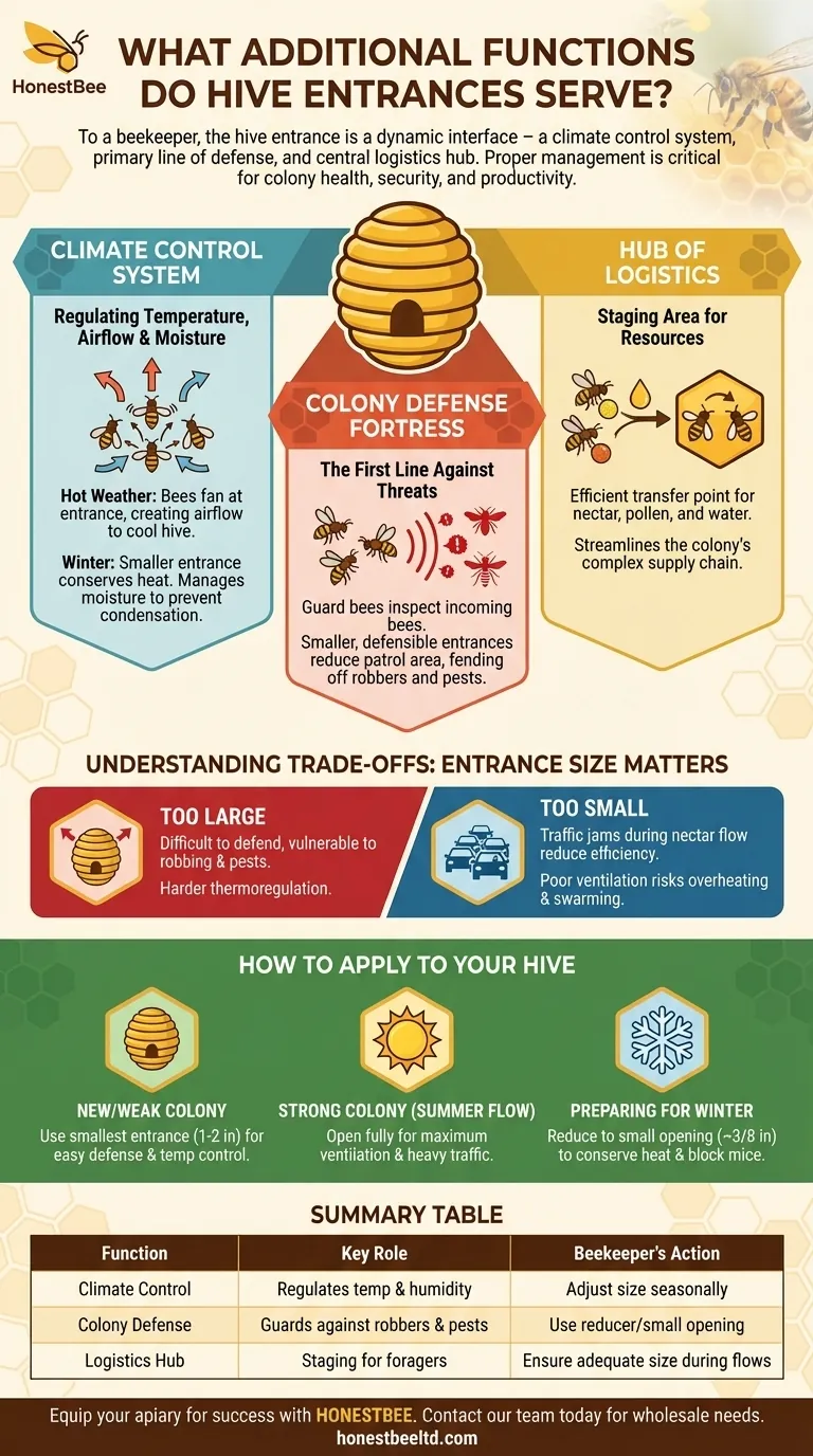 What additional functions do hive entrances serve? A Key to Colony Health, Security, and Productivity Visual Guide