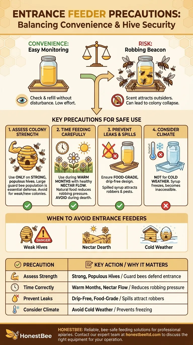 Que precauções devem ser tomadas ao usar alimentadores de entrada? Minimize o Risco de Saque para a Sua Colmeia Guia Visual