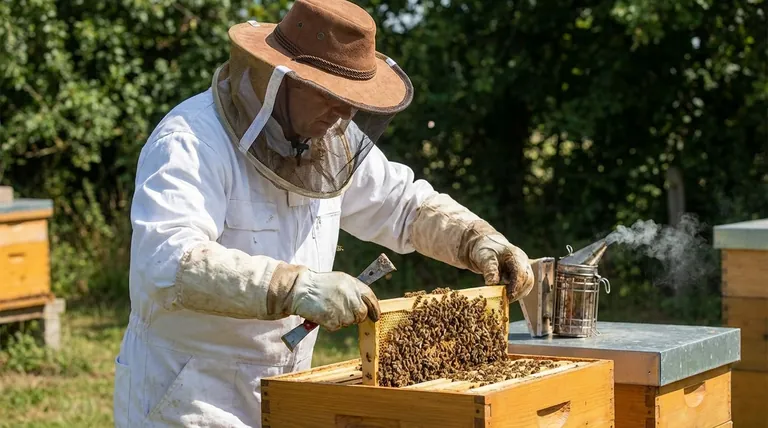 ما هي معدات الحماية التي يستخدمها مربو النحل أثناء فحص الخلايا؟ معدات أساسية لتربية نحل آمنة وواثقة