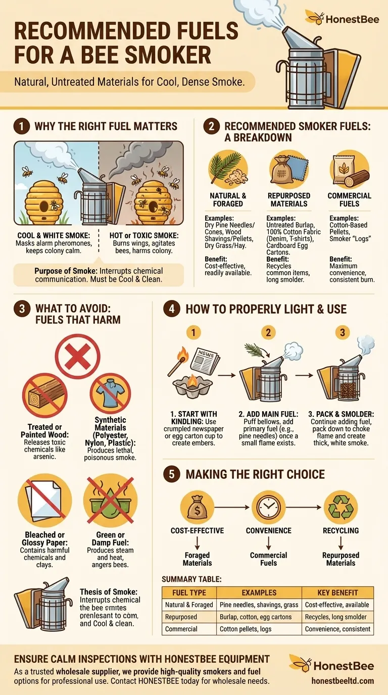 Quels sont les combustibles recommandés pour un enfumoir d'apiculteur ? Réalisez des inspections de ruches calmes et sûres Guide Visuel