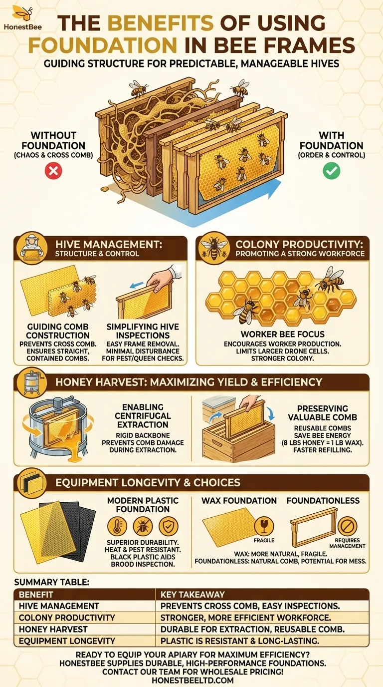 Quais são os benefícios de usar cera alveolada em quadros de colmeia? Maximize a Produção de Mel e o Controle da Colmeia Guia Visual