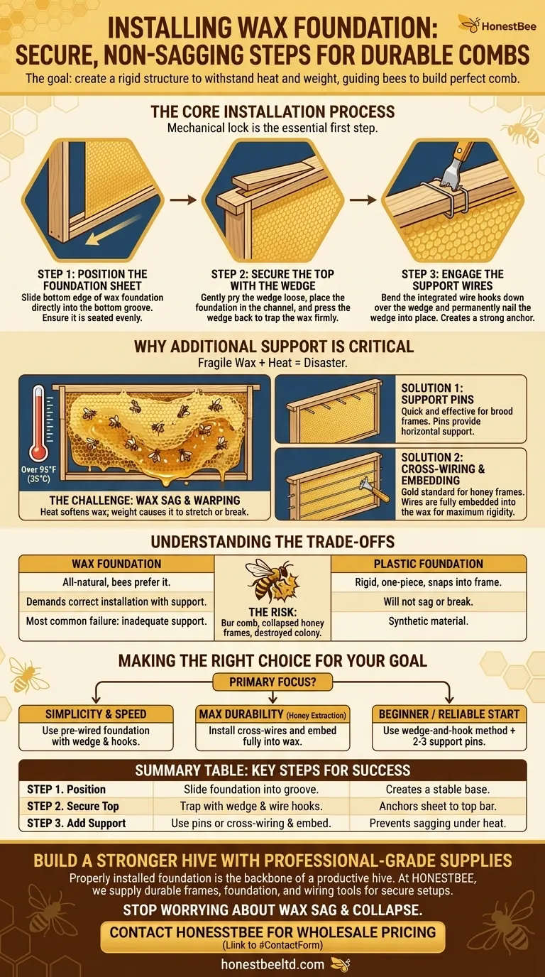Quali sono i passaggi per installare la cera alveare in un telaio? Una guida completa per un montaggio sicuro Guida Visiva