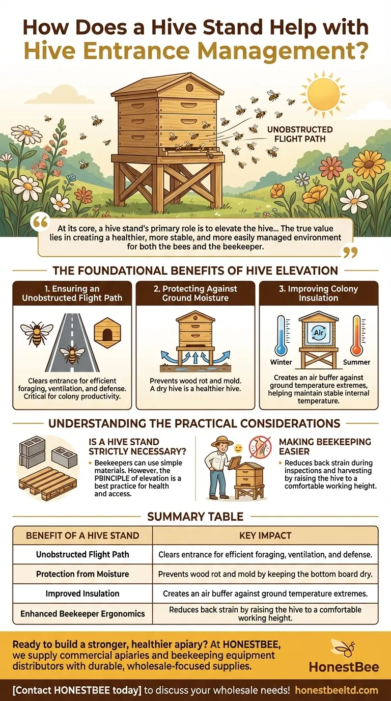 In che modo un supporto per arnia aiuta nella gestione dell'ingresso dell'arnia? Eleva la Tua Arnia per una Colonia più Sana Guida Visiva