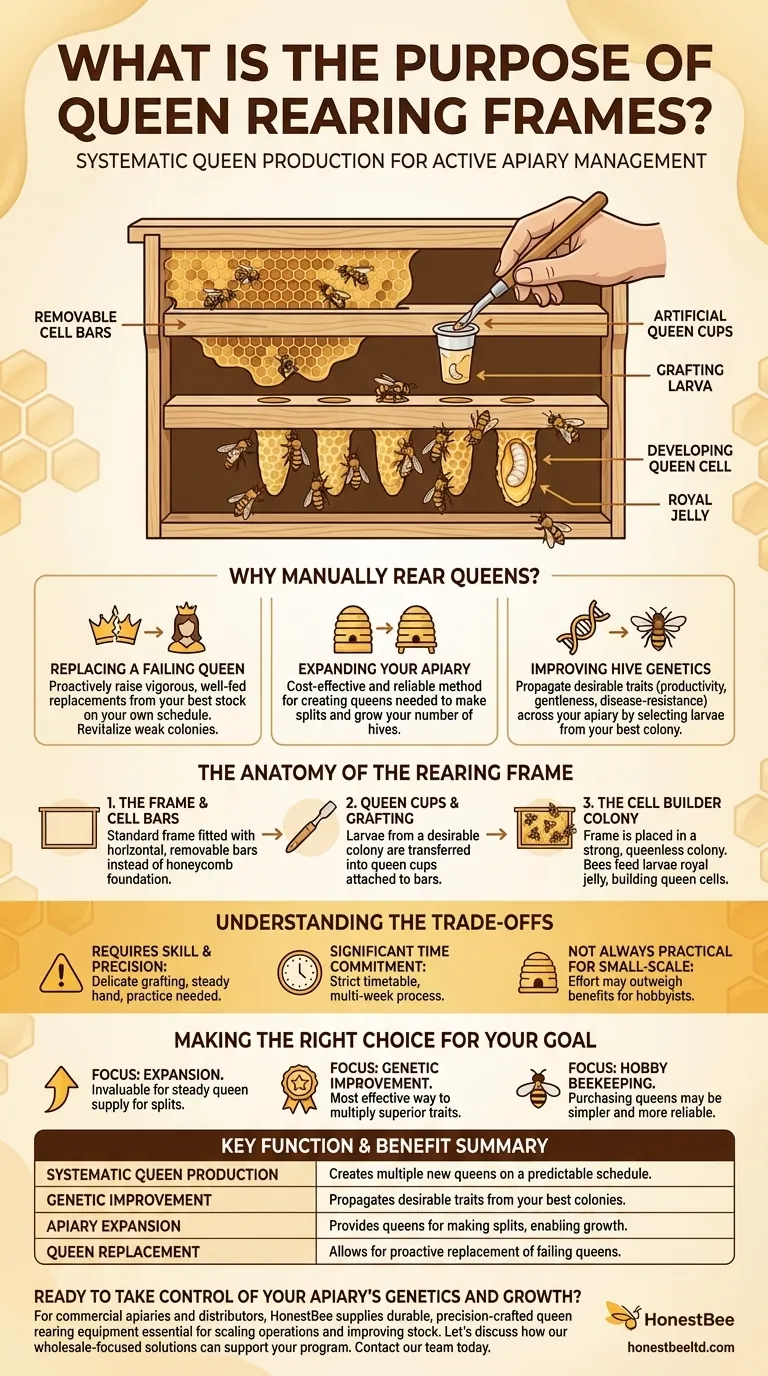What is the purpose of queen rearing frames? Master Controlled Queen Production for Your Apiary Visual Guide