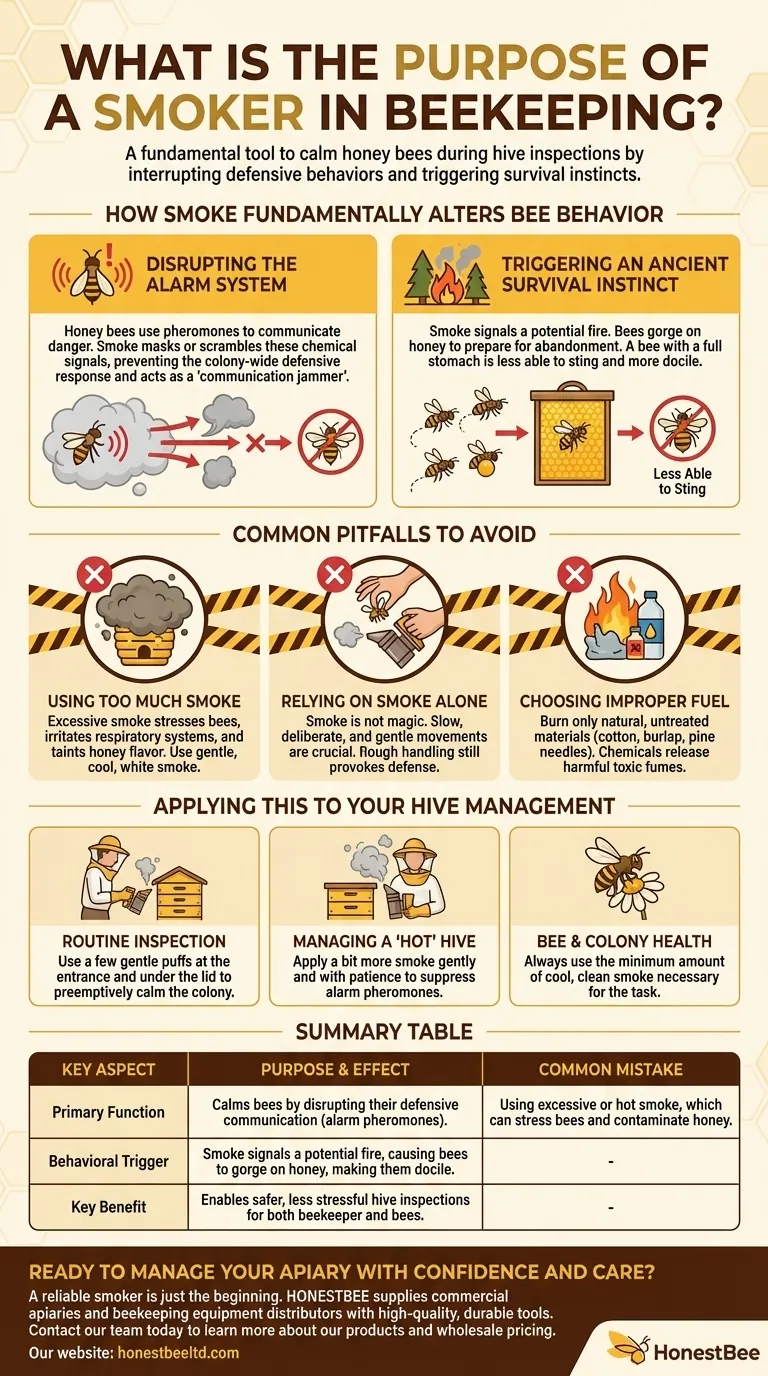 Qual é o propósito de um fumigador na apicultura? Acalme a sua colmeia para inspeções mais seguras Guia Visual