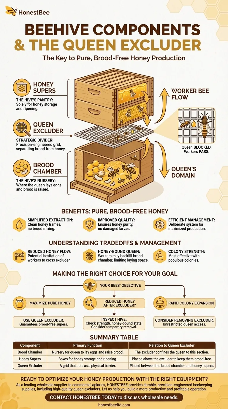 Quali sono i componenti principali di un alveare correlati agli escludire la regina? Ottimizza il tuo alveare per la massima produzione di miele Guida Visiva