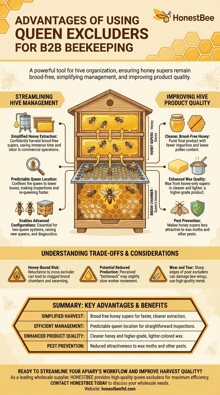 What are the main advantages of using queen excluders? Boost Hive Efficiency & Honey Quality Visual Guide