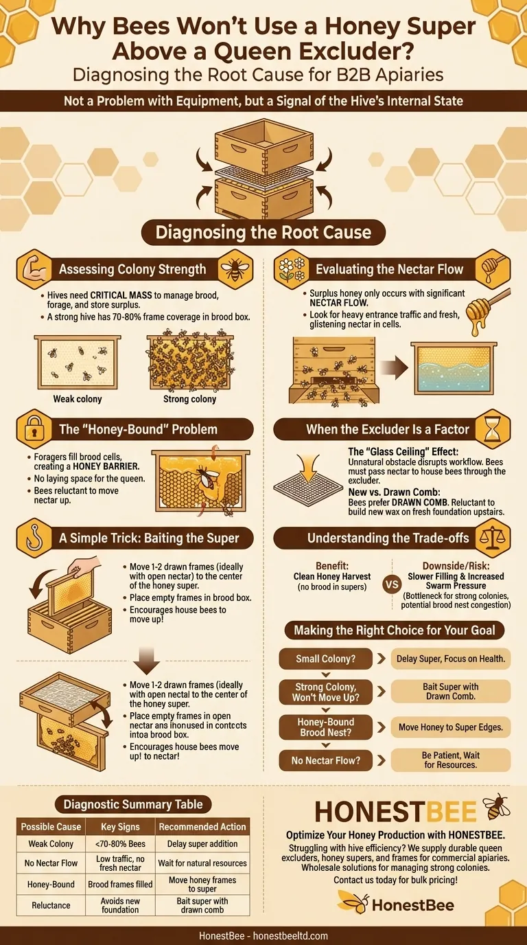 Perché le api potrebbero non usare un melario sopra un escludire la regina? Diagnosi e soluzione dei problemi di gestione dell'arnia Guida Visiva
