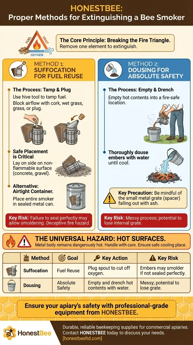 Каковы правильные методы тушения дымаря для пчел? Безопасное управление пожарными рисками на вашей пасеке Визуальное руководство