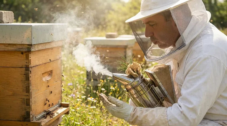 Wie kann Rauch nach einem Stich das Verhalten von Bienen beeinflussen? Alarmpheromone stören, um Schwarmangriffe zu verhindern