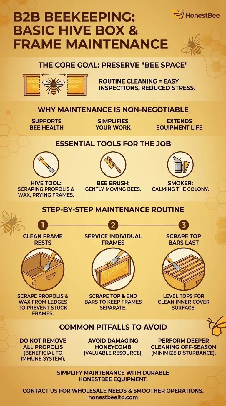 What are the basic maintenance steps for hive boxes and frames? A Guide to Easier Inspections & Healthier Bees Visual Guide