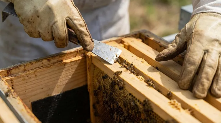 What is the recommended method for pushing multiple frames back into place? Master the 2-4 Frame Technique for Bee Safety