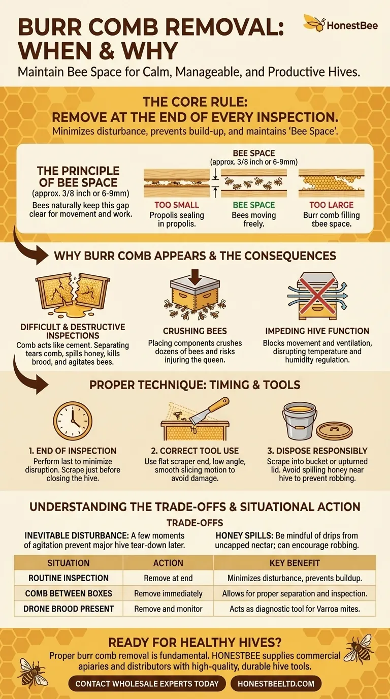 フレーム上部の余分な巣（バーコム）はいつ除去すべきか？ 巣箱管理成功の鍵 ビジュアルガイド