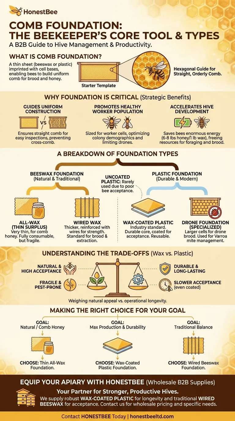 What is comb foundation, and what types are available? A Guide to Choosing the Right Type for Your Hive Visual Guide